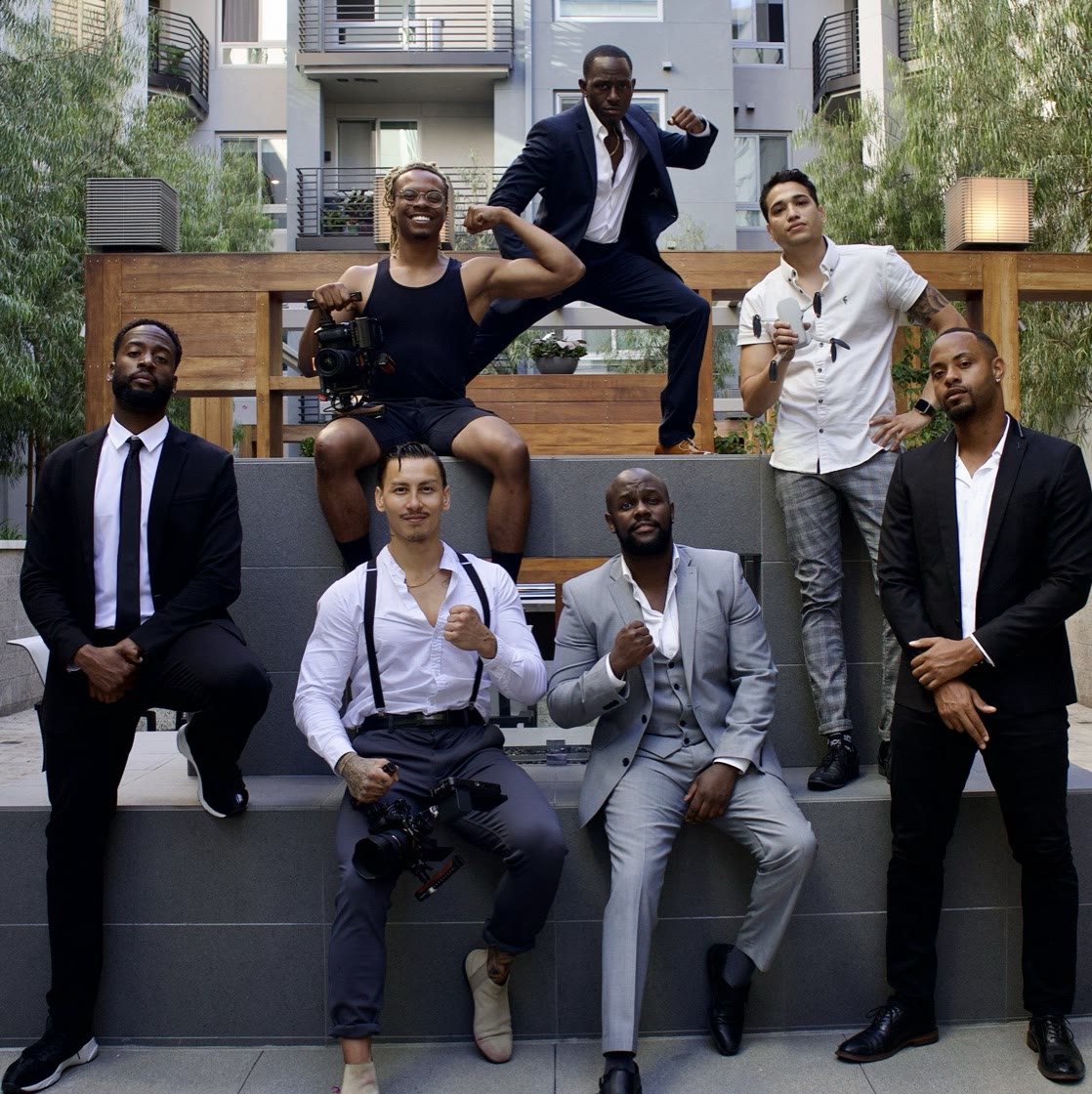 Nick David with his production crew on location